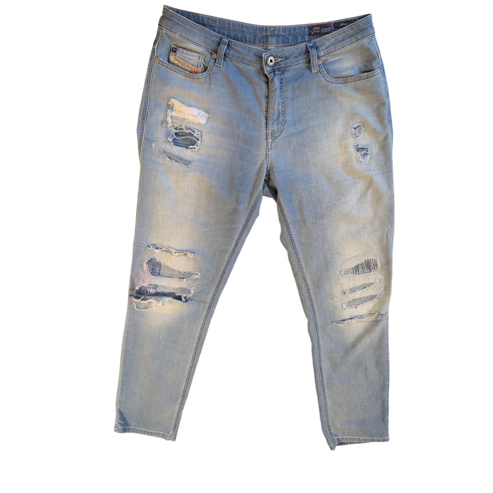 Diesel Women's Rizzo JoggJeans Slim Straight Light Wash Distressed Denim Size 30